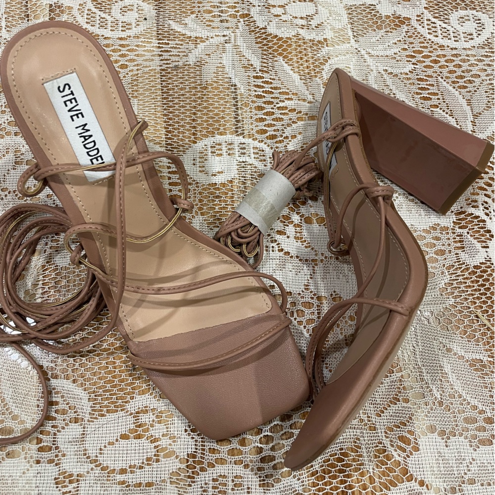 Steve Madden Brown Strappy Block Heels